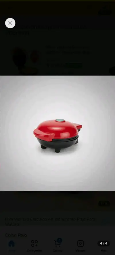 Mini waflera eléctrica antiadherente roja - miniatura 4