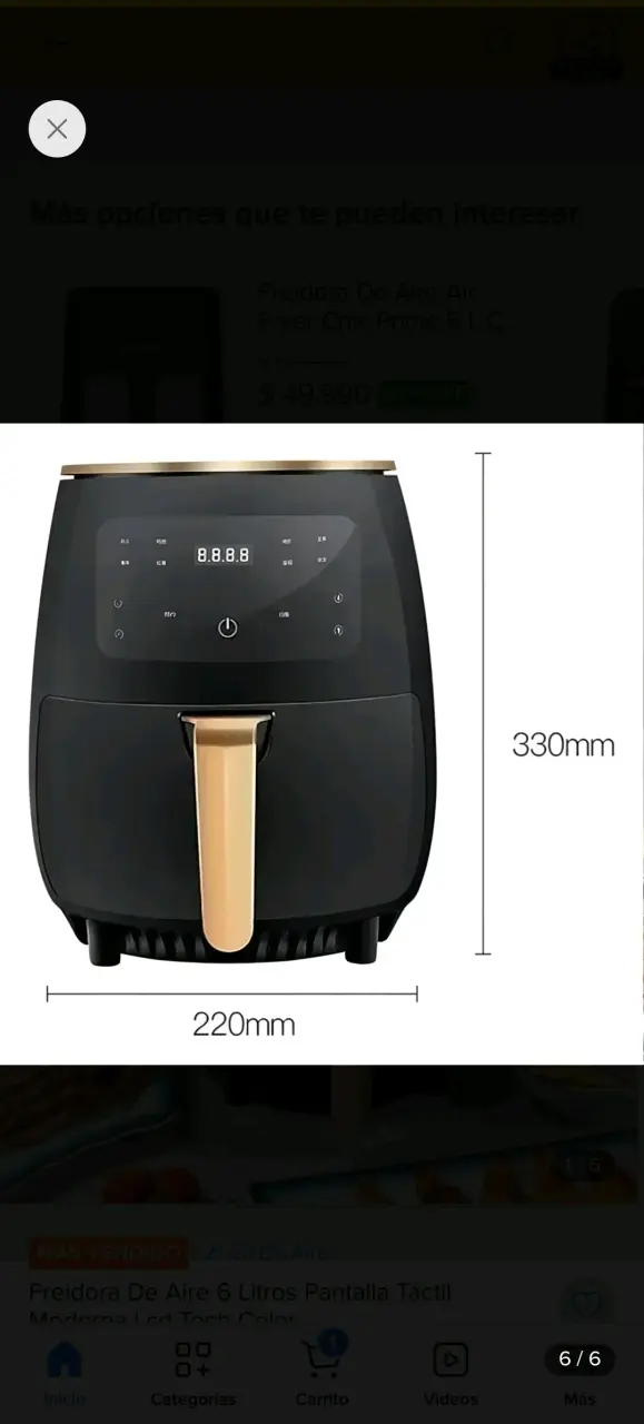 Freidora de Aire 6L con Pantalla Táctil - 6