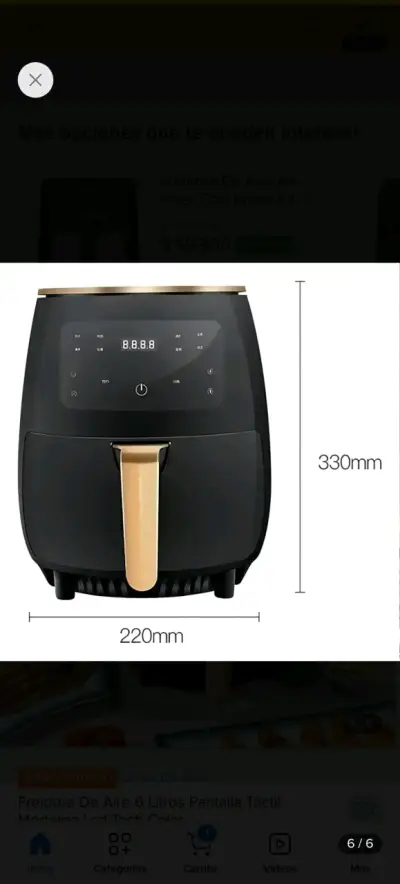 Freidora de Aire 6L con Pantalla Táctil - miniatura 6