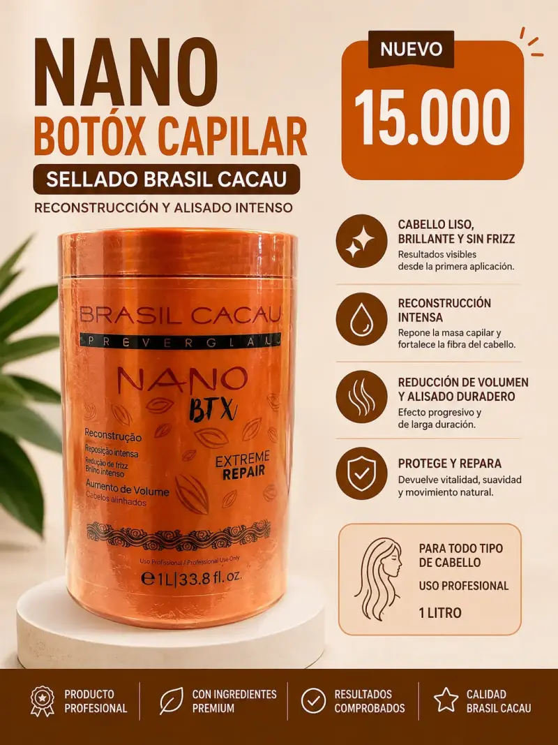 Tratamiento Capilar Nano BTX Brasil Cacau 1L - 2