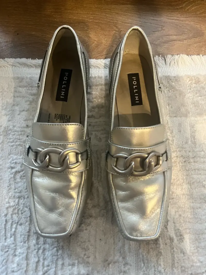 Mocasin de cuero plateados Pollini - 1