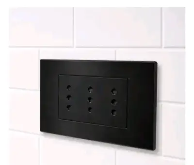 Placa de enchufe múltiple negra moderna - miniatura 3