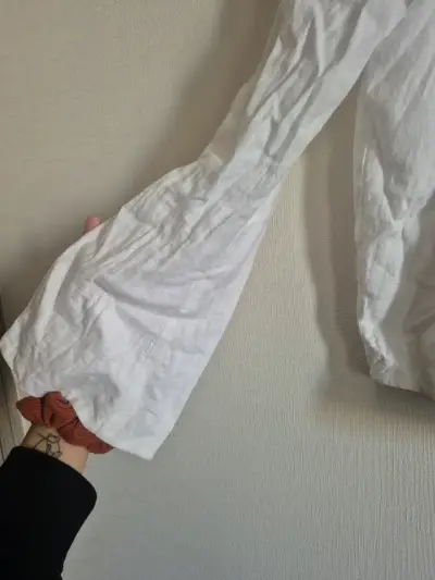 Blusa blanca de lino con lazos Zara - miniatura 5