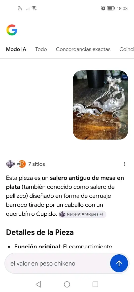 Salero Antiguo de Plata con Carruaje Barroco - 2