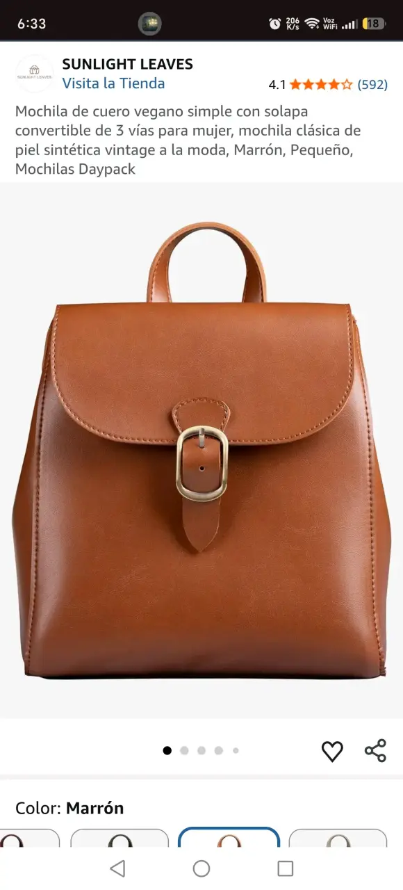 Mochila de cuero vegano marrón con monedero - 4