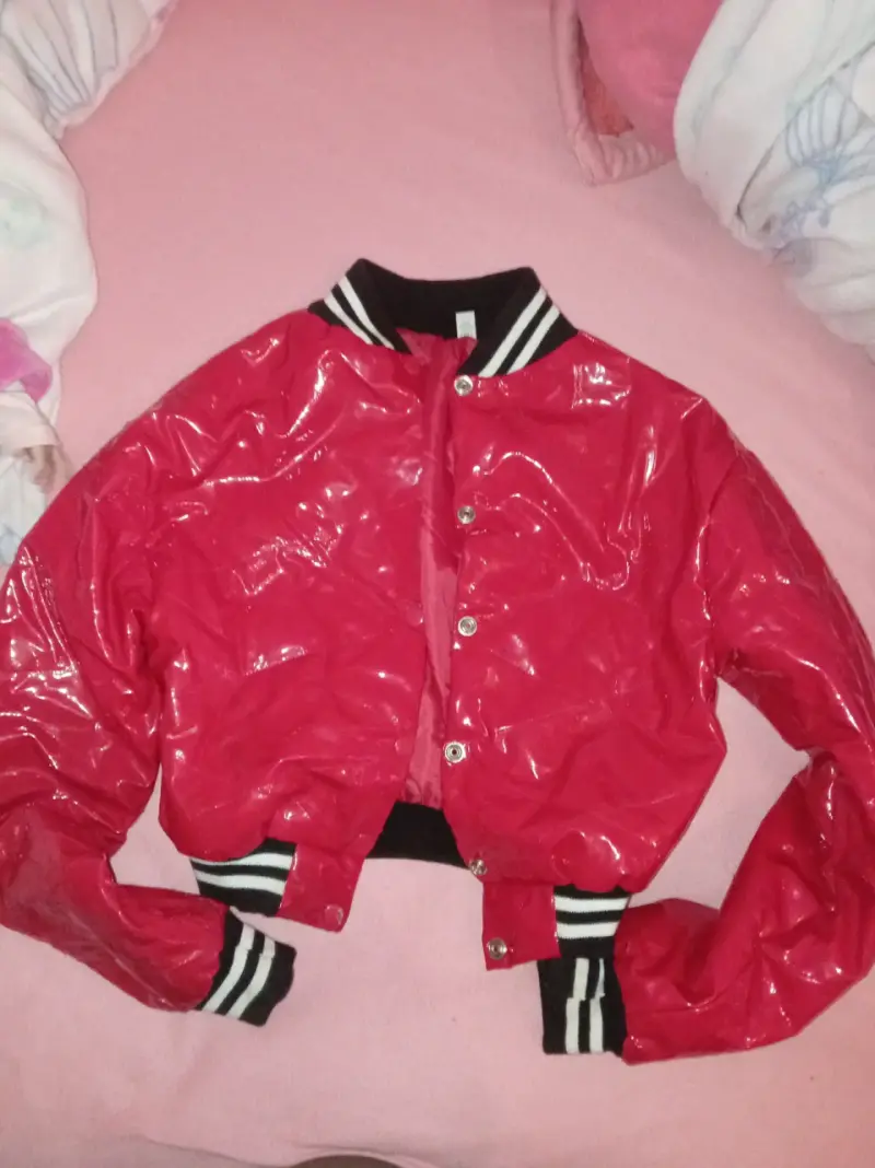 Chaqueta bomber roja brillante para mujer - 1