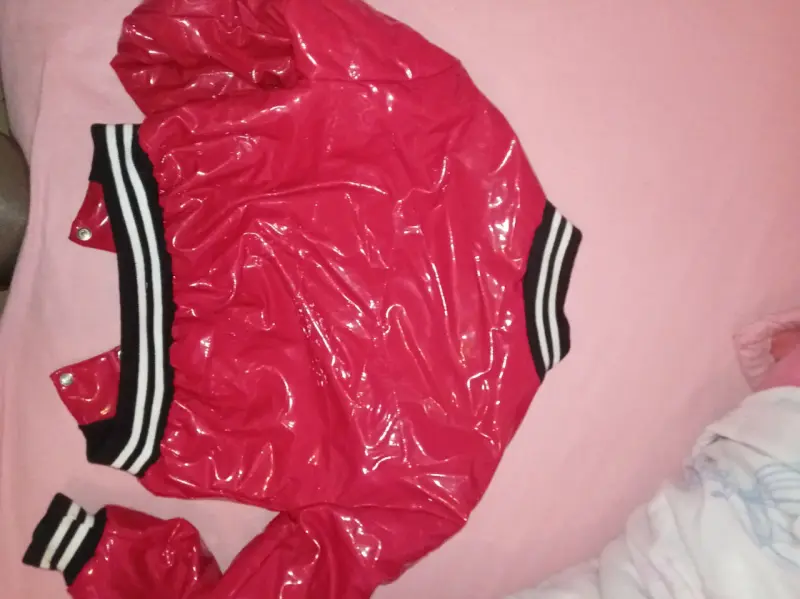 Chaqueta bomber roja brillante para mujer - 2