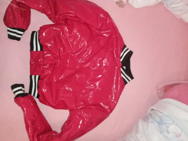 Chaqueta bomber roja brillante para mujer - 3