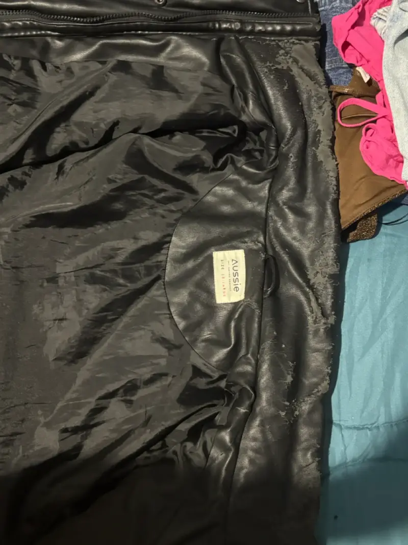 Chaqueta de cuero sintético negra con forro - 2