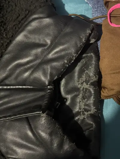 Chaqueta de cuero sintético negra con forro - miniatura 3