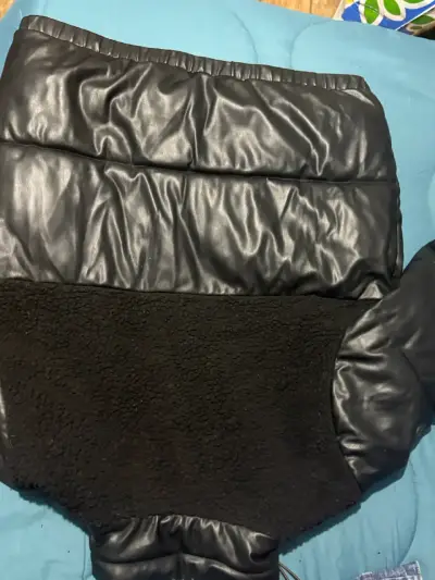 Chaqueta de cuero sintético negra con forro - miniatura 4
