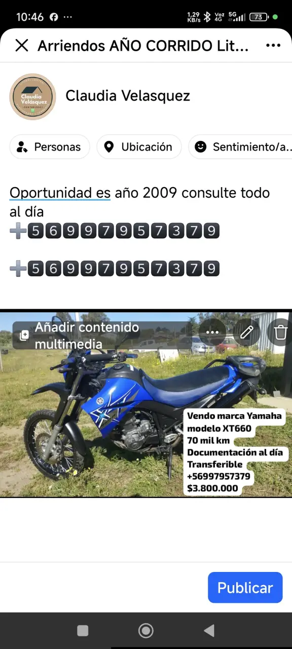 Moto Yamaha XT660 2009 en buen estado