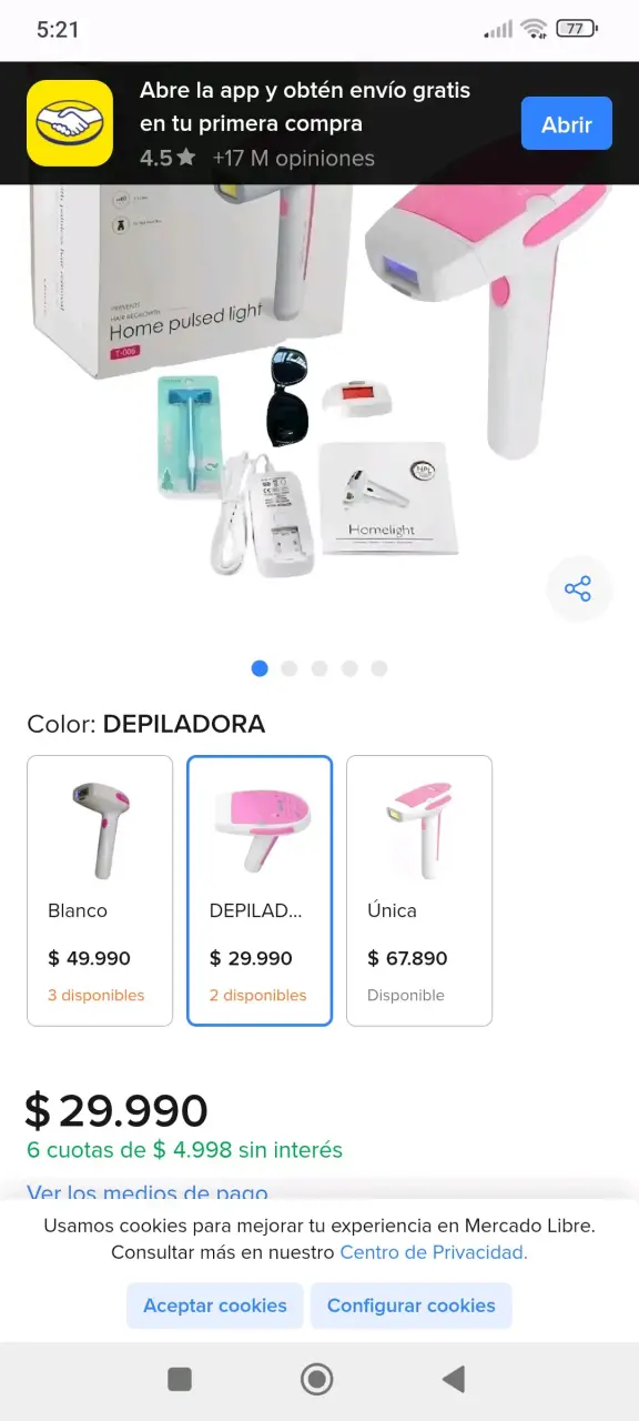 Depiladora IPL Luz Pulsada Rosa