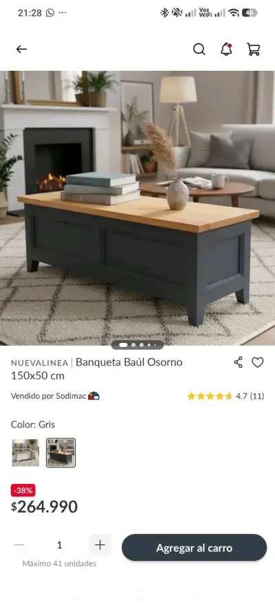 Banqueta Baúl Osorno de Madera. - miniatura 3