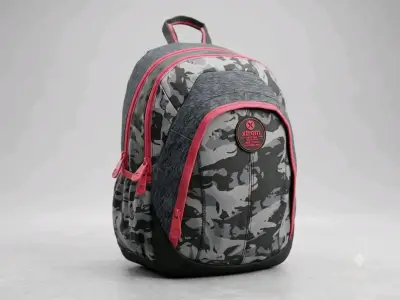 Mochila Xtrem camuflaje gris con detalles rosados - miniatura 1