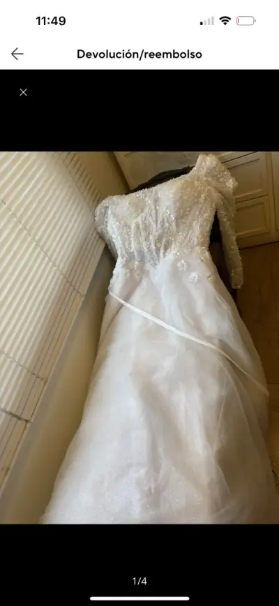 Vestido de Novia Blanco con Encaje y Pedrería - miniatura 4