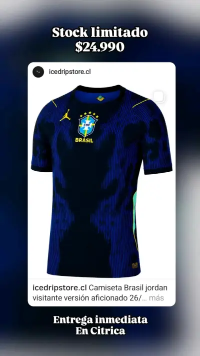 Camiseta Brasil Jordan versión aficionado azul - miniatura 1