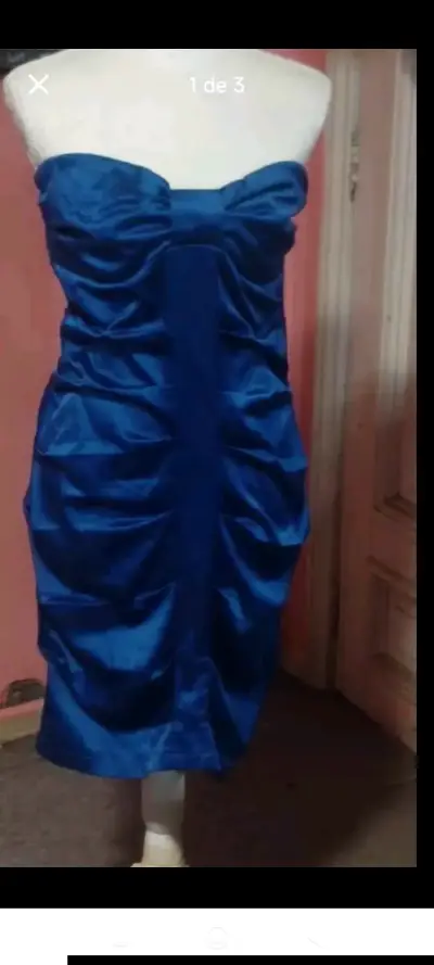 Vestido azul strapless elegante - miniatura 2