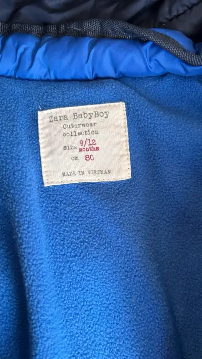 Chaqueta acolchada azul para bebé Zara 9-12 meses - miniatura 2
