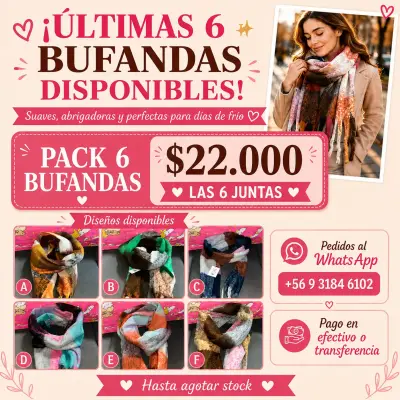 Pack de 6 bufandas suaves y abrigadoras - miniatura 1