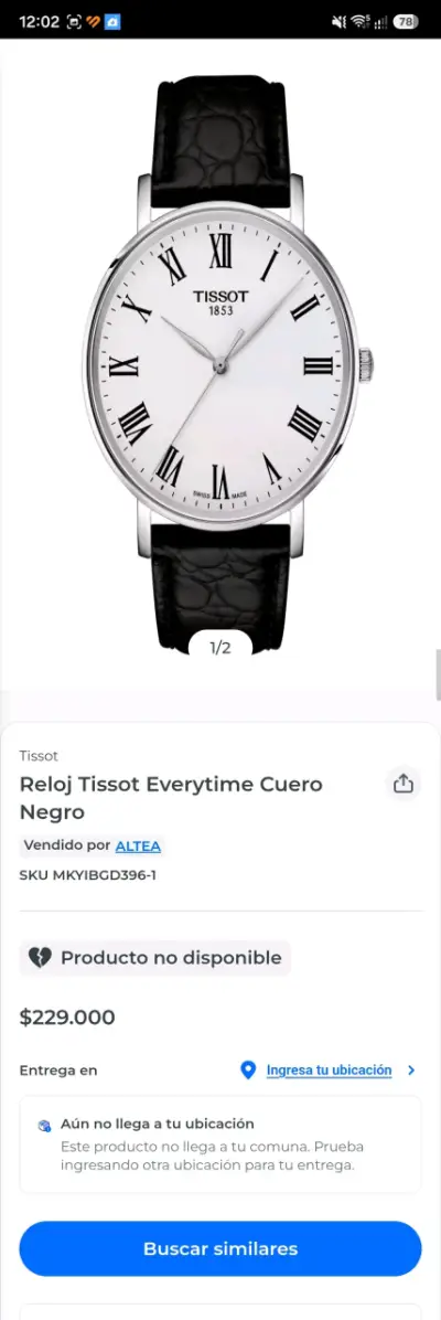 Reloj Tissot Everytime de Cuero Negro - miniatura 1