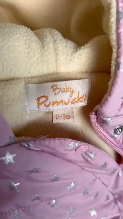 Enterito de invierno para bebé rosa con estrellas - miniatura 2