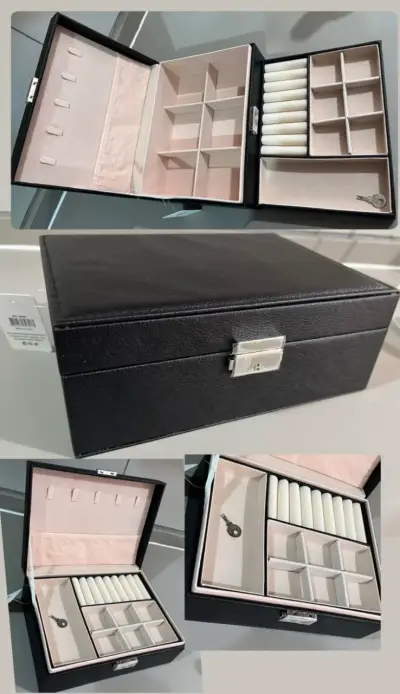 Caja organizadora de joyas negra con llave - miniatura 1