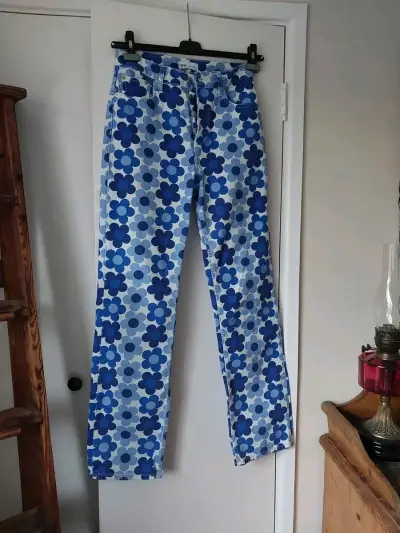 Pantalones de flores azules Zara para mujer - miniatura 1
