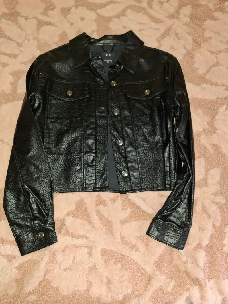Chaqueta de cuero sintético negra FSP - 1