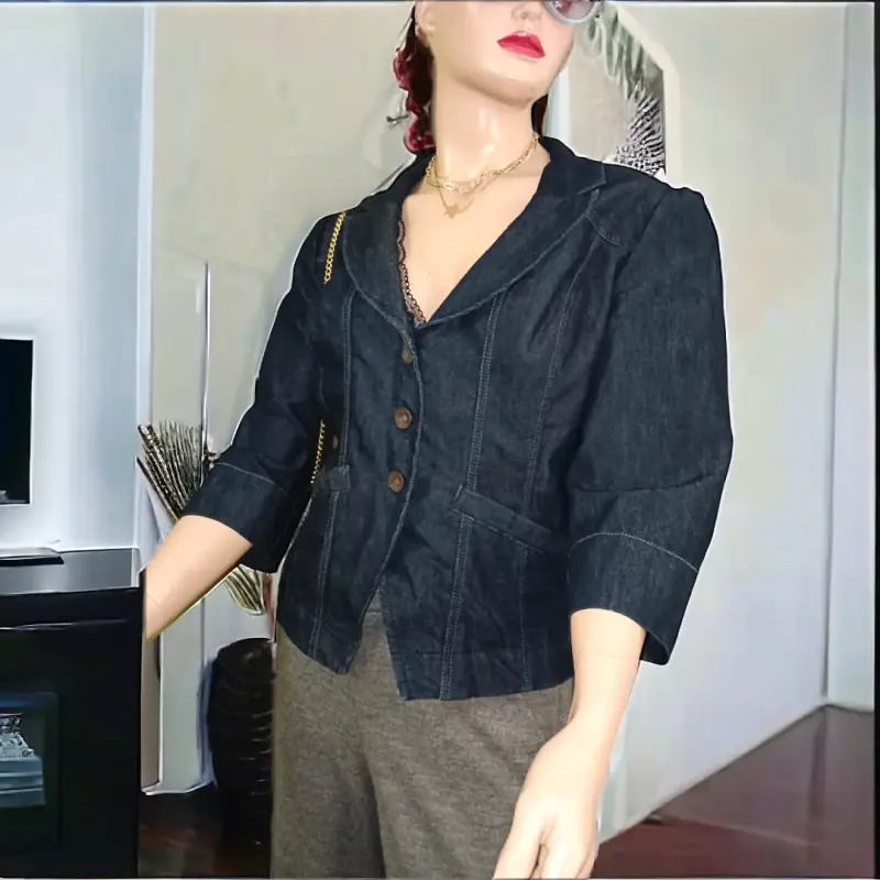 Chaqueta de mezclilla con cordones ajustables - 2