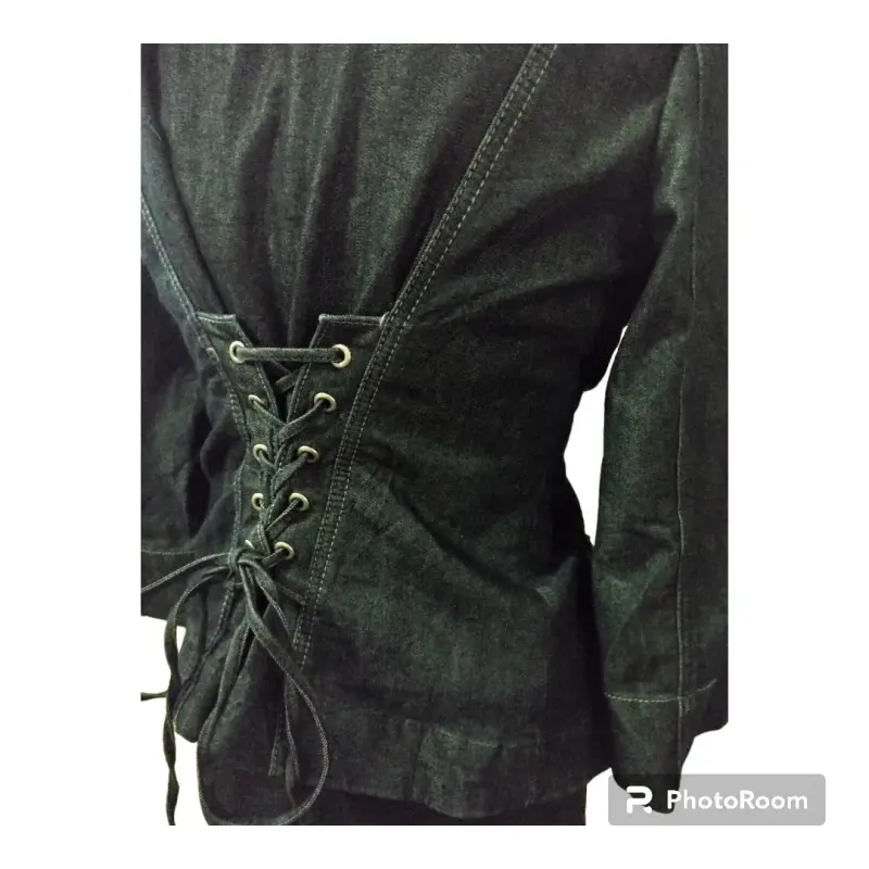 Chaqueta de mezclilla con cordones ajustables - 3