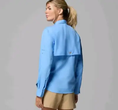 Camisa Columbia Omni-Shade azul para mujer - miniatura 5