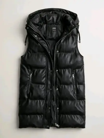 Chaleco acolchado negro con capucha Zara - miniatura 1