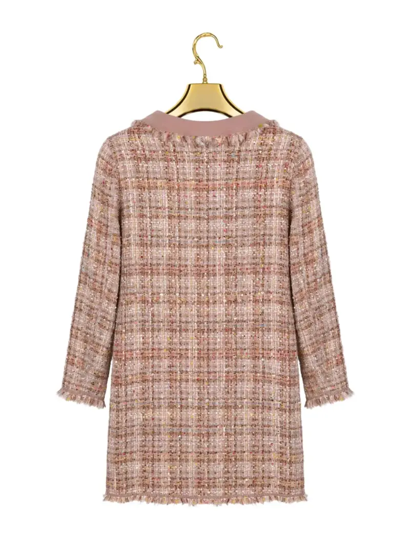 Abrigo de tweed para mujer color rosa - 2