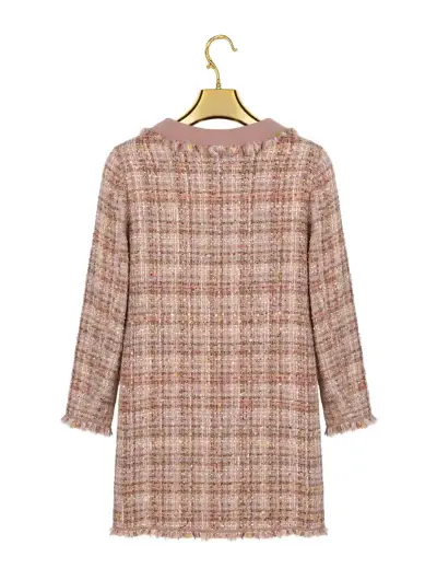 Abrigo de tweed para mujer color rosa - miniatura 2