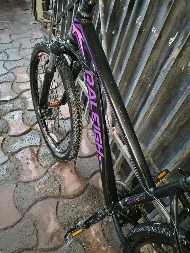 Bicicleta de montaña Raleigh negra con accesorios - 3