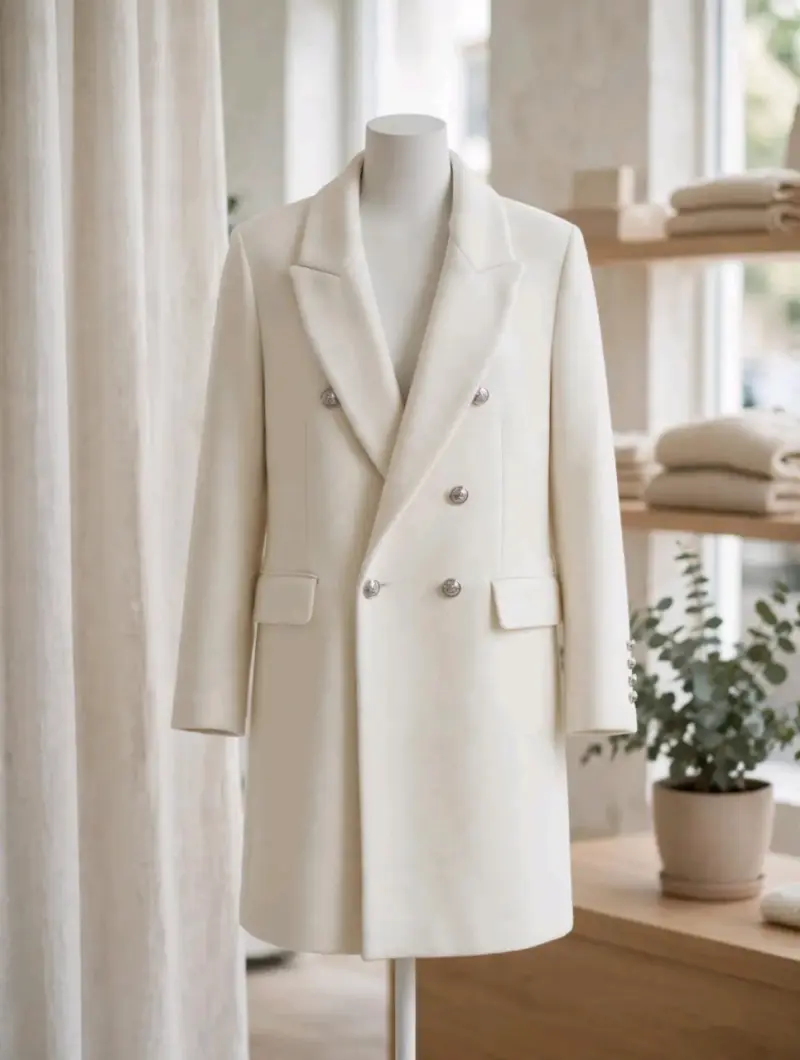 Abrigo blanco elegante para mujer - 1