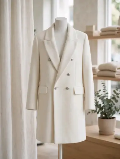 Abrigo blanco elegante para mujer - miniatura 1