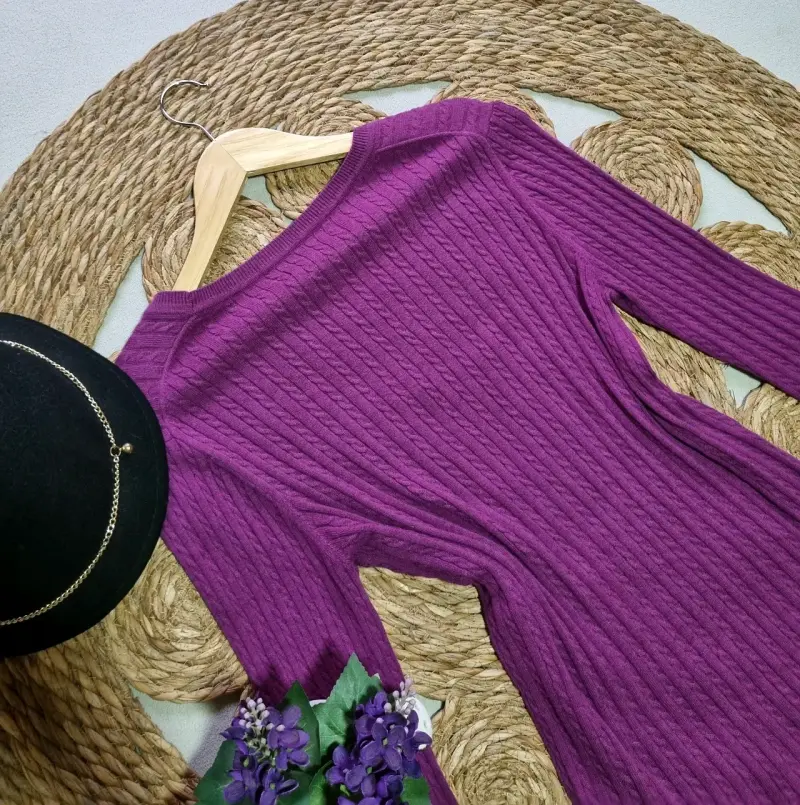 Suéter morado de punto para mujer - 3