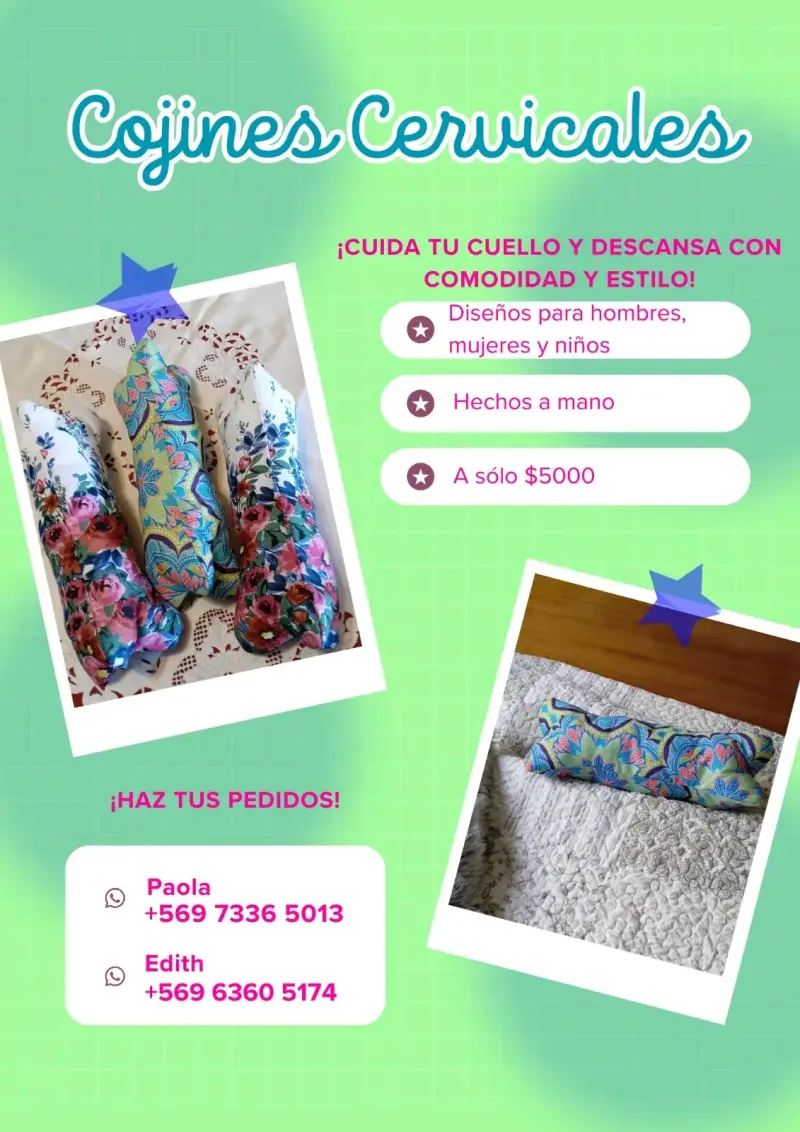 Cojines cervicales hechos a mano. - 1