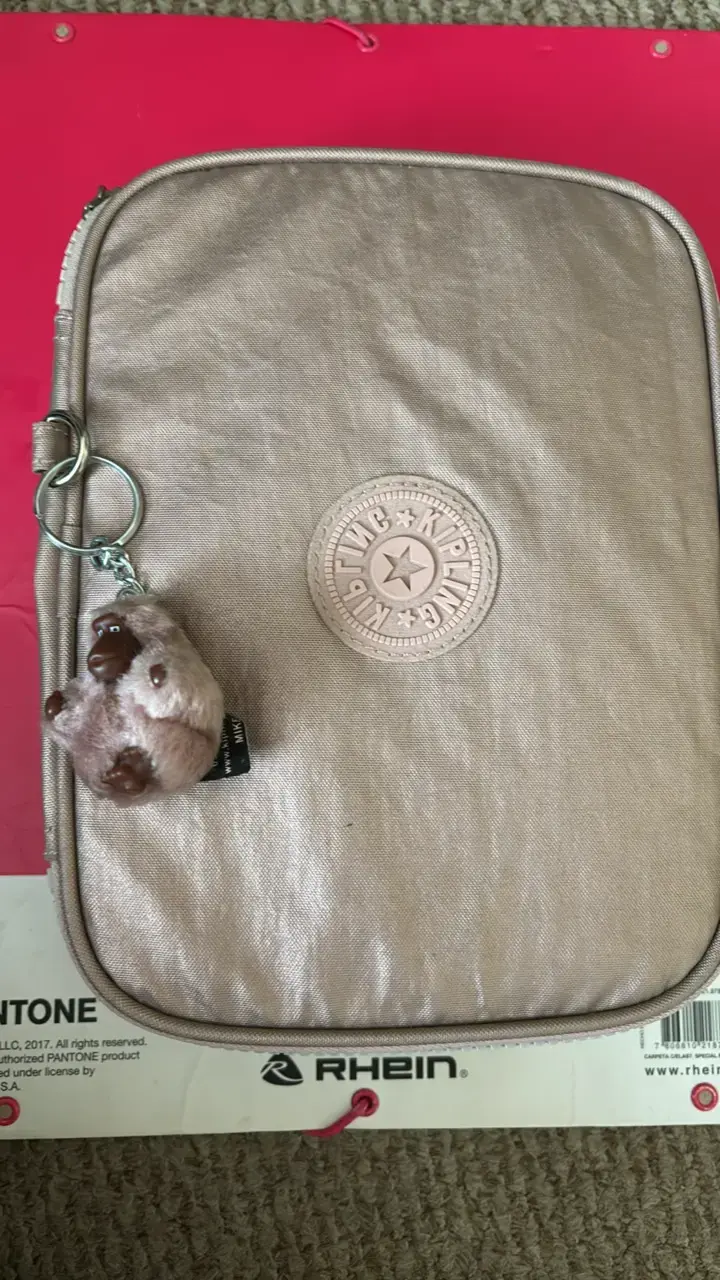 Estuche Kipling beige con llavero de mono - 1