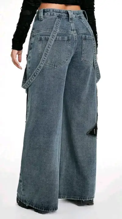 Pantalones anchos de mezclilla con parches - miniatura 2
