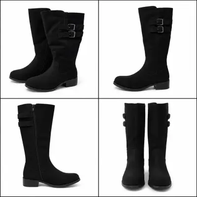 Botas negras de mujer con hebillas - miniatura 1