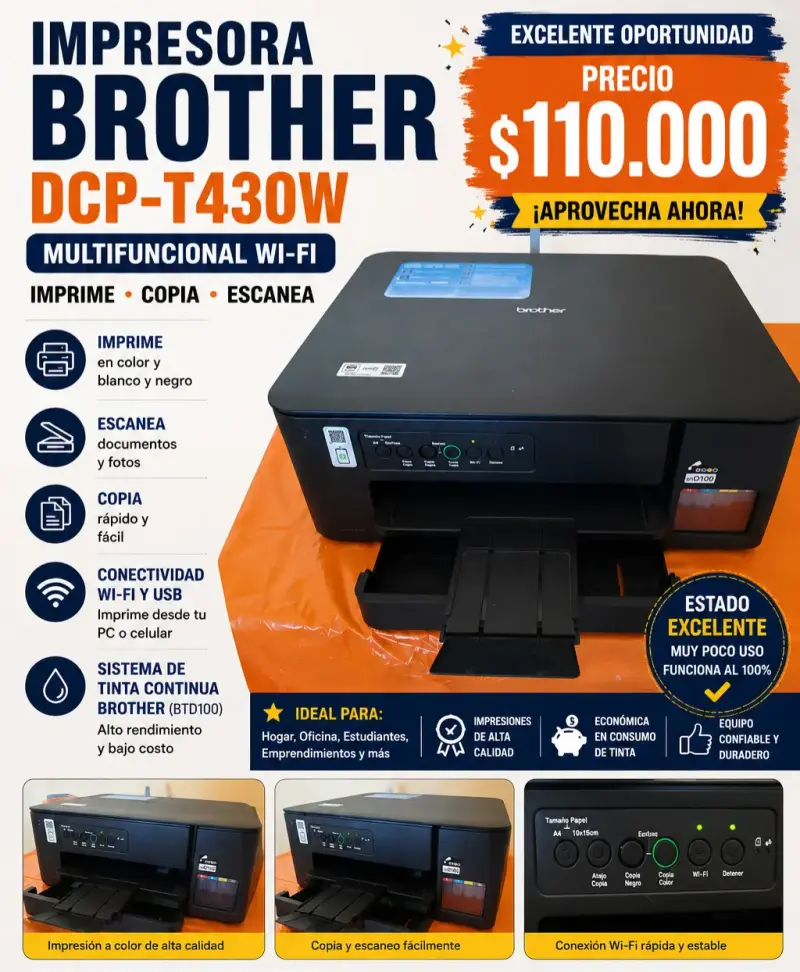 Impresora Multifuncional Brother DCP-T430W Wi-Fi
