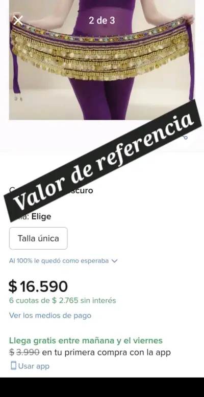 Falda de Danza Árabe Amarilla con Monedas - miniatura 2