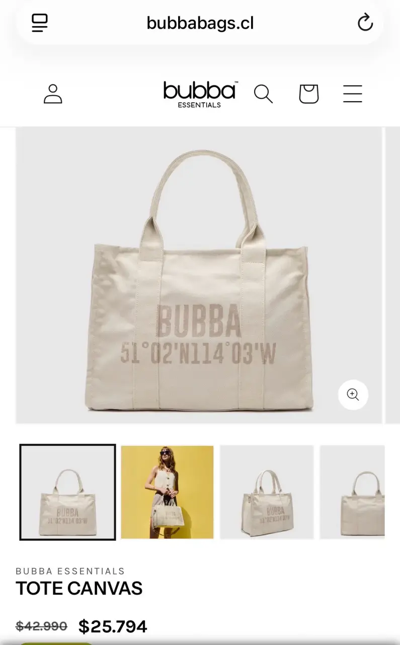Bolso tote canvas Bubba Essentials gris - 1
