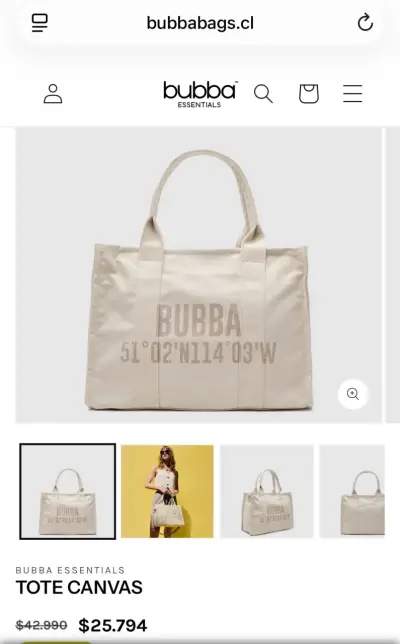 Bolso tote canvas Bubba Essentials gris - miniatura 1