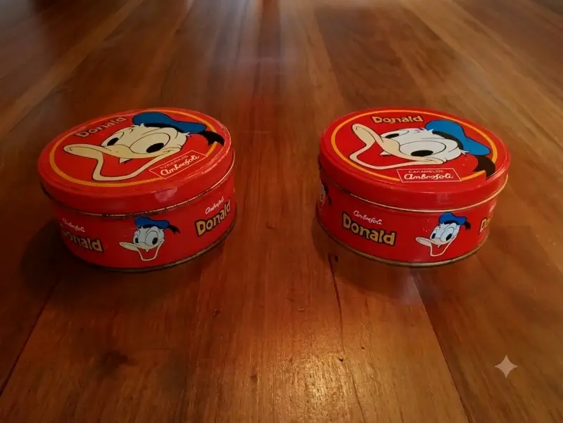 2 Cajas de Lata Caramelos Ambrosoli - Pato Donal - 1