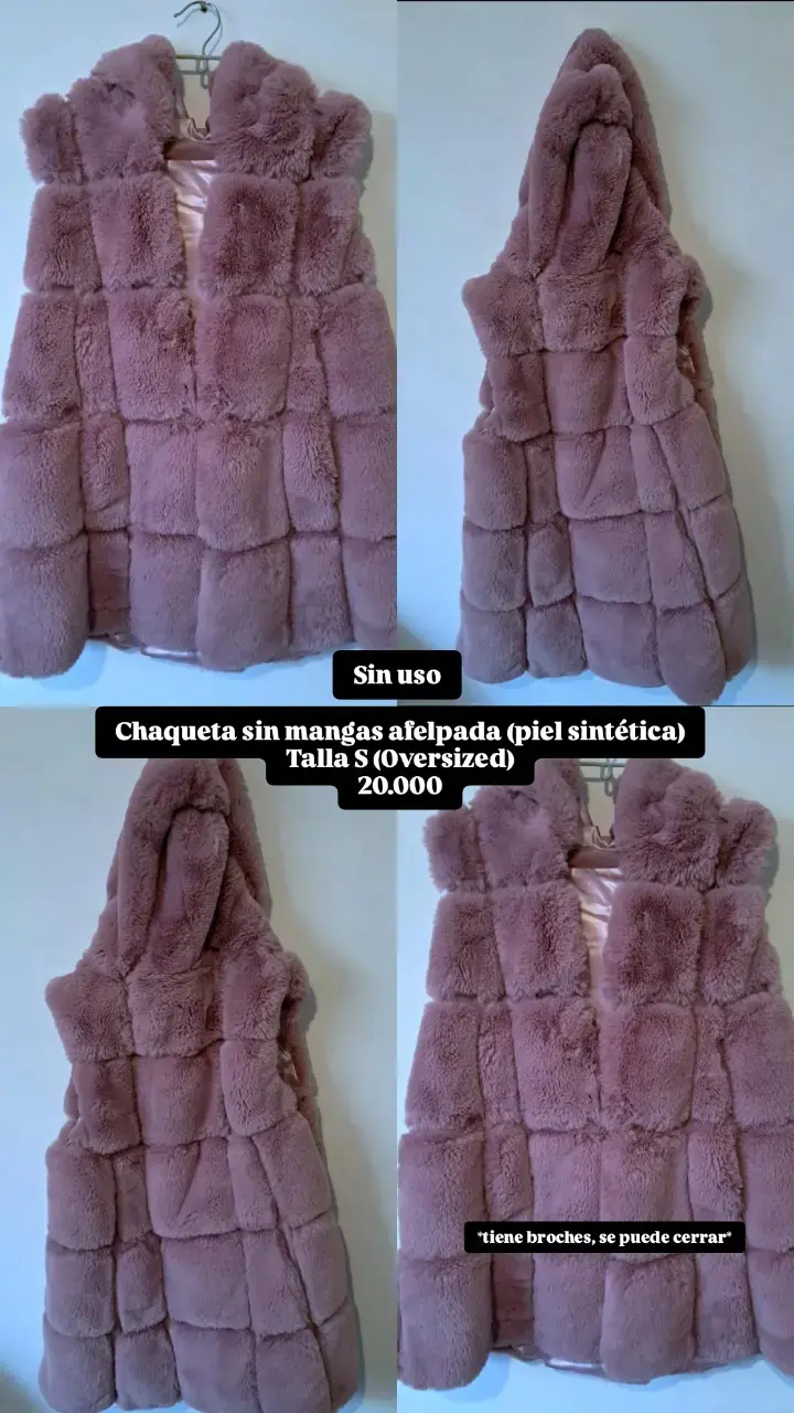 Chaqueta sin mangas afelpada piel sintética rosa