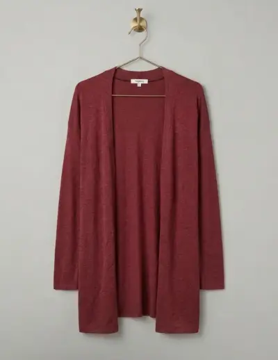 Cardigan abierto rojo para mujer - miniatura 1